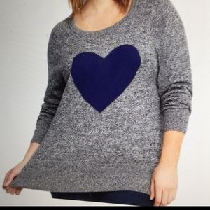 Torrid grey sweater with blue heart